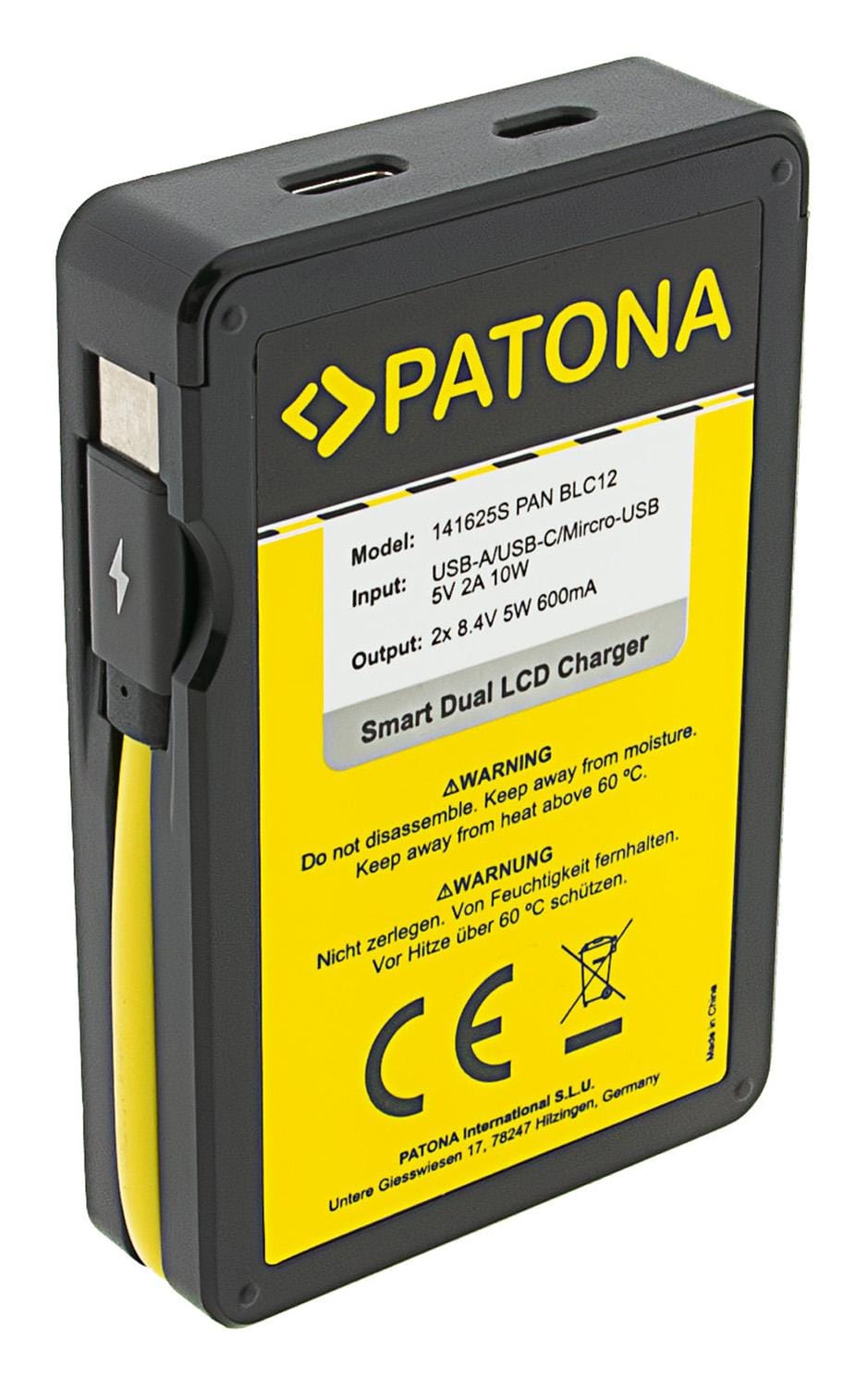 PATONA Smart Dual LCD USB Ladegerät für Panasonic DMW-BLC12PP V-Lux 4 Panasonic DMW-BLC12PP PATONA Smart Dual LCD USB Ladegerät für Panasonic DMW-BLC12PP V-Lux 4 Panasonic DMW-BLC12PP