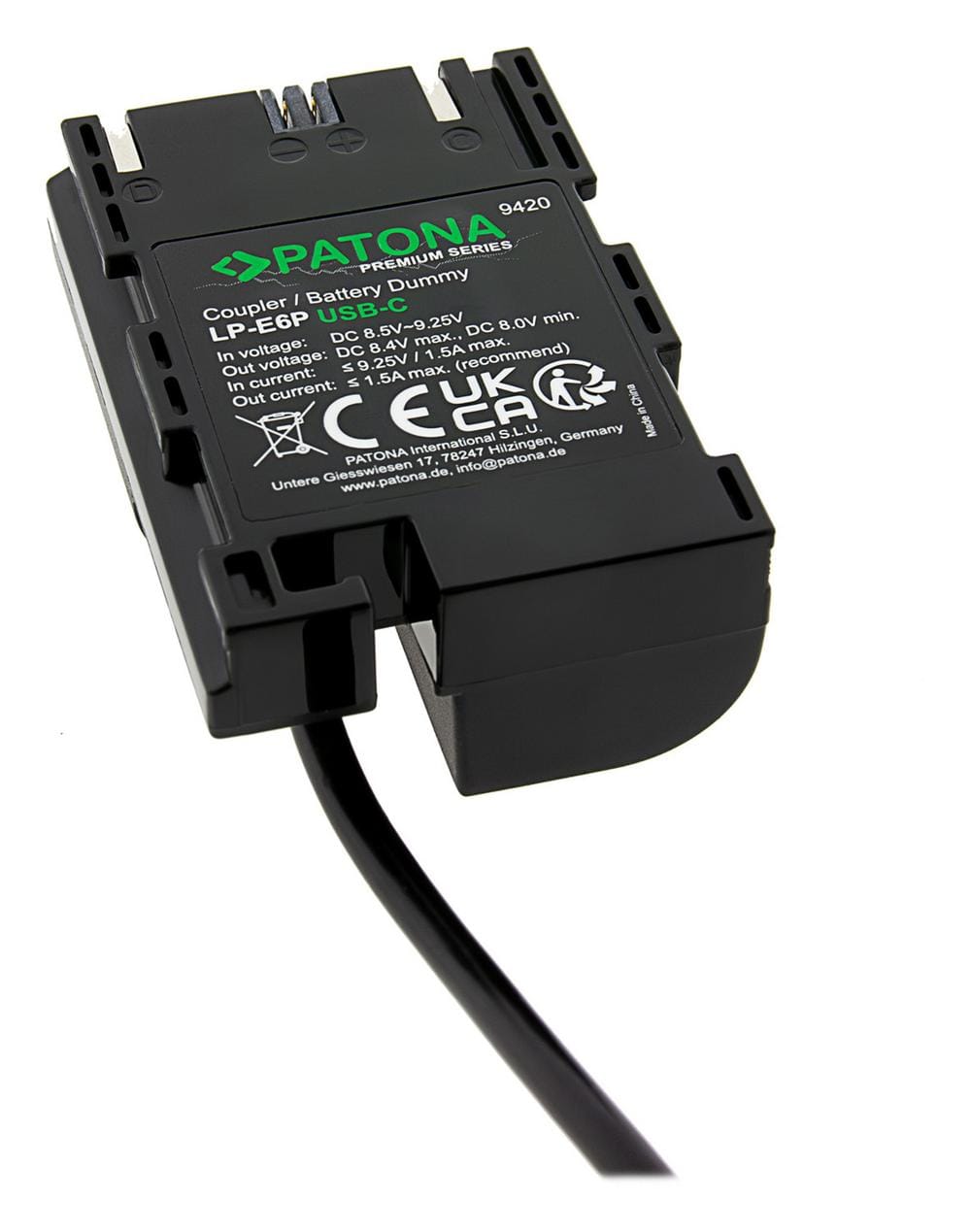 PATONA Premium USB-C Input Akku-Adapter für Canon LP-E6P LPE6P EOS R5 R5 Mark II R6 R6 Mark II PATONA Premium USB-C Input Akku-Adapter für Canon LP-E6P LPE6P EOS R5 R5 Mark II R6 R6 Mark II