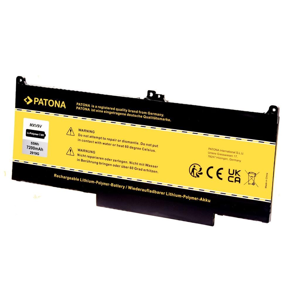 PATONA Li-Polymer Akku 7200 mAh 7,6 V für Dell Latitude 7400 MXV9V PATONA Li-Polymer Akku 7200 mAh 7,6 V für Dell Latitude 7400 MXV9V