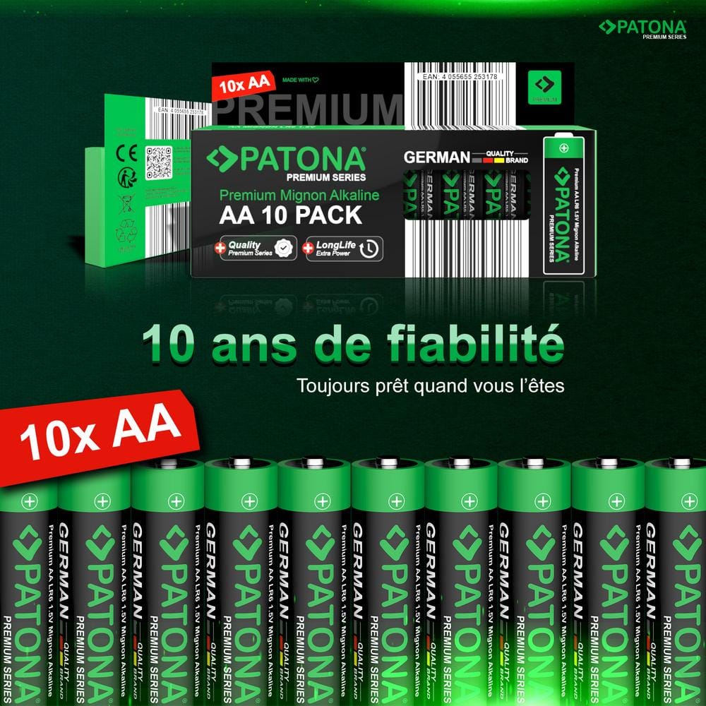 PATONA Premium 10 Stück Alkaline AA Mignon LR06 Batterien