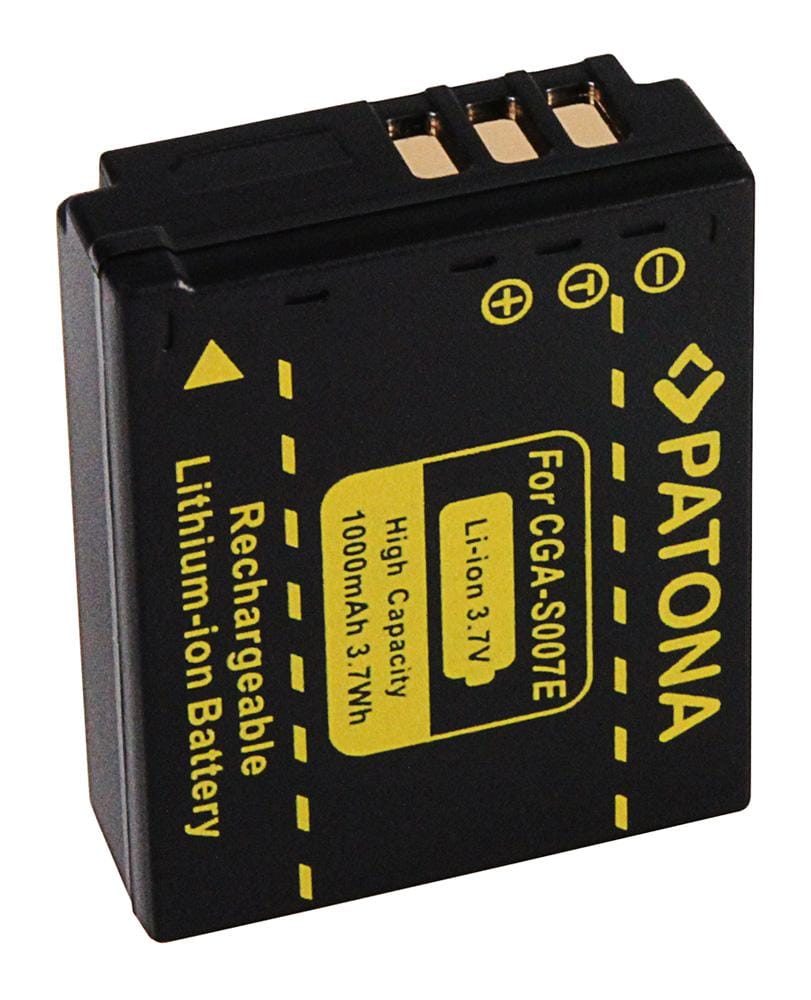 Batteria PATONA CGA-S007E 1000mAh Per Panasonic Lumix TZ1/TZ2/TZ3/TZ4/TZ5/TZ15/TZ50, Sostituisce CGA-S007 E DMW-BCD10