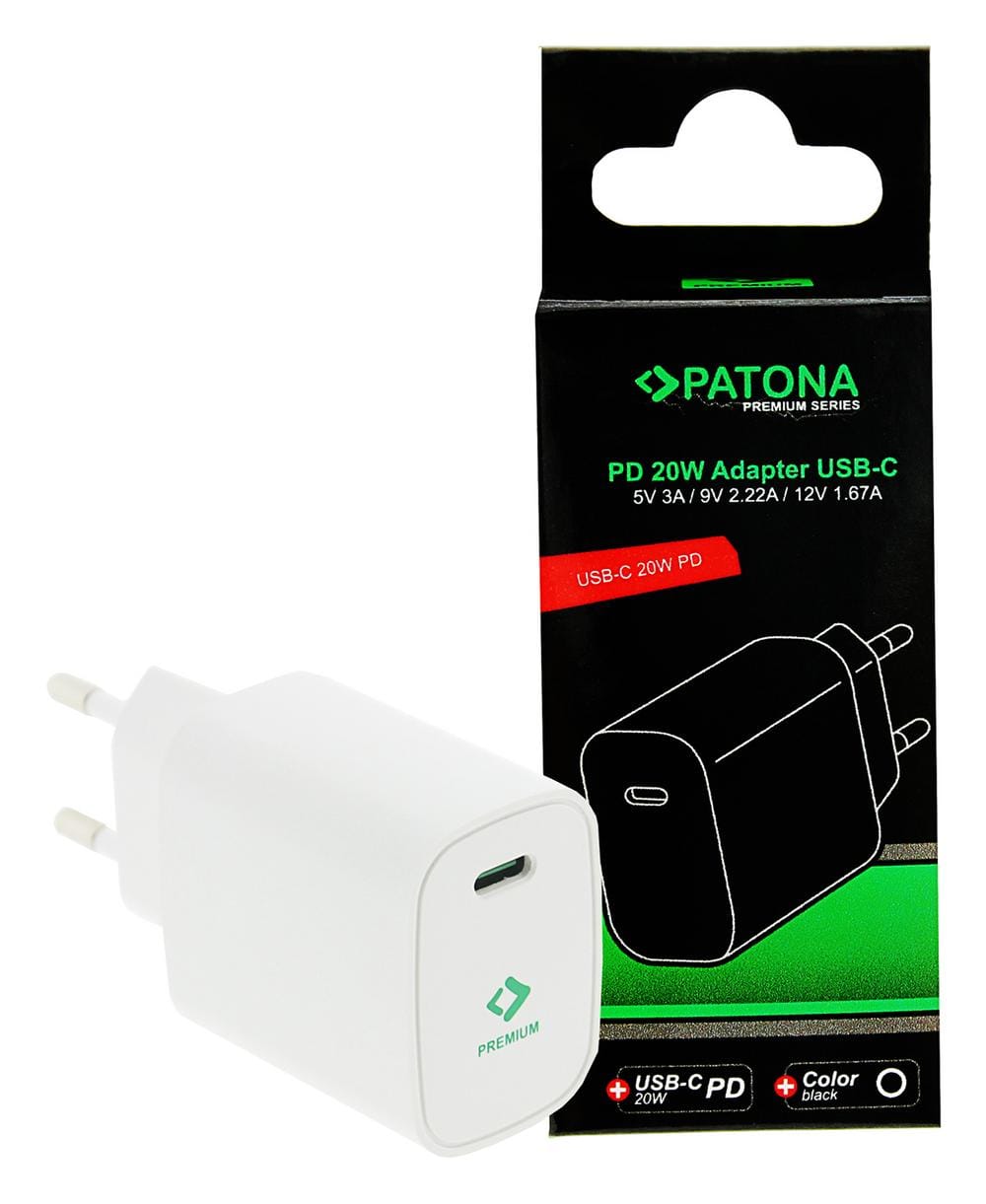 PATONA Premium PD20W Adapter 5V 3A 9V 2.22A 12V 1.67A USB-C PD3.0 QC3.0 weiß PATONA Premium PD20W Adapter 5V 3A 9V 2.22A 12V 1.67A USB-C PD3.0 QC3.0 weiß