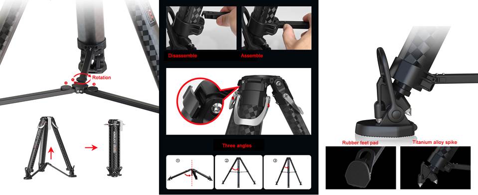 Video Stativ aus Carbon S9000 - Profi Stativ für Schwere Kameras Video Stativ aus Carbon S9000 - Profi Stativ für Schwere Kameras